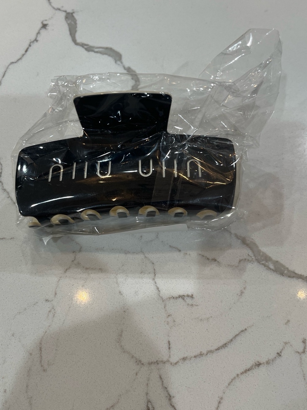 Black and Cream Logo Hair Claw